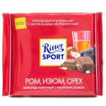 Шоколад, Ritter Sport (Риттер Спорт) 100 г ямайский ром изюм орех молочный